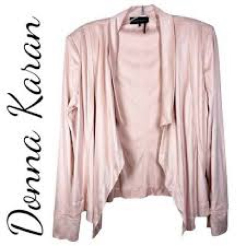 Donna Karan New York Blush Pink Draped Open Front Jacket Size M